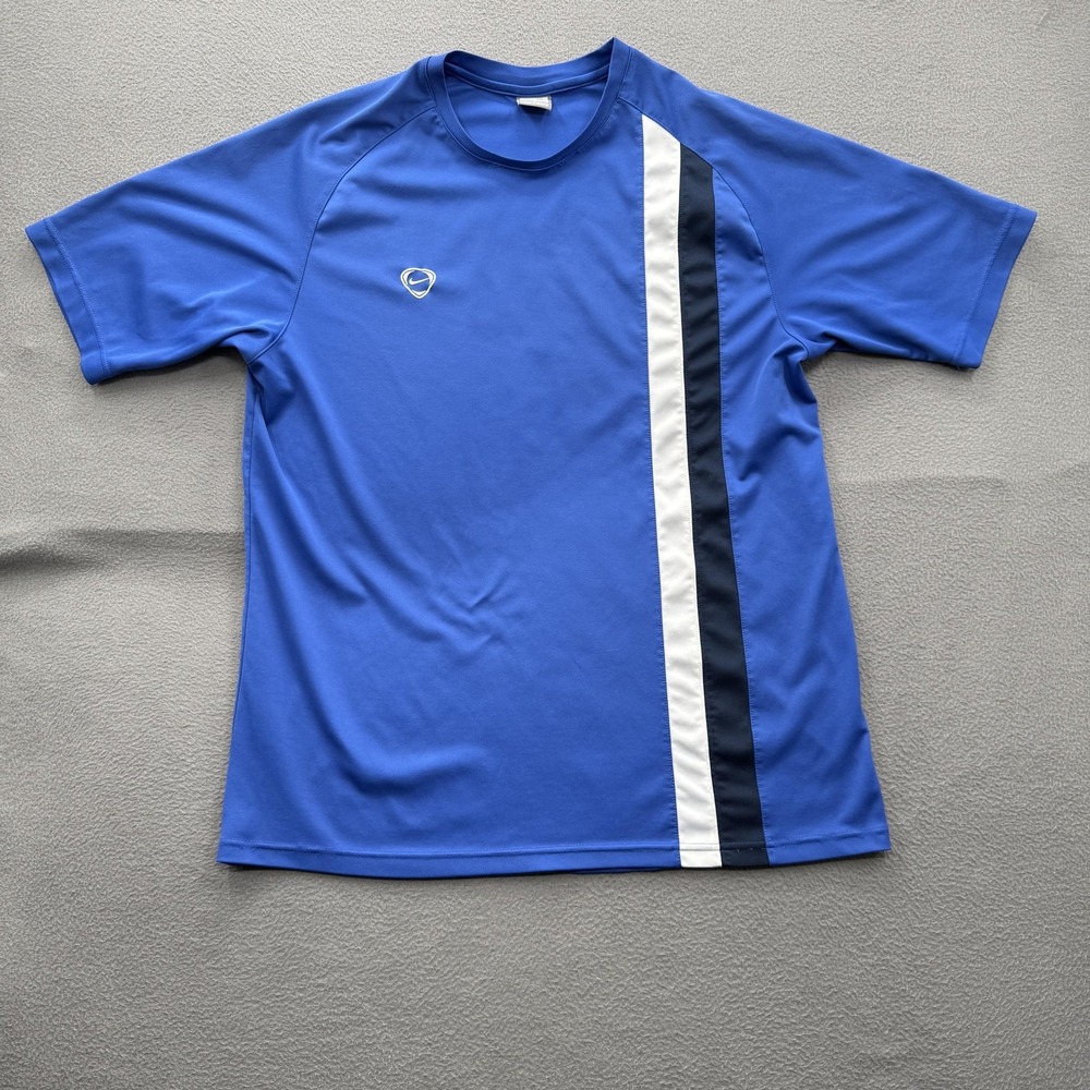 Vintage Nike Shirt Mens XL‎ Blue Short Sleeve Stripe Raglan Athletic Tee.